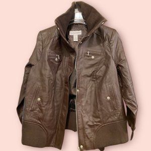 Jessica London Womens Leather Bomber Jacket